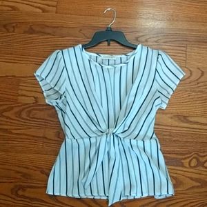 New Tiffany & Grey Short Sleeve Striped Blouse